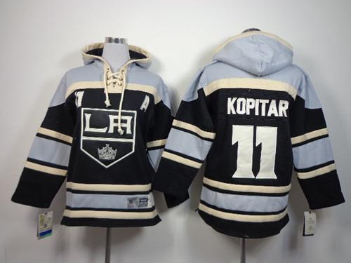 Kings #11 Anze Kopitar Black Sawyer Hooded Sweatshirt Stitched Youth NHL Jersey